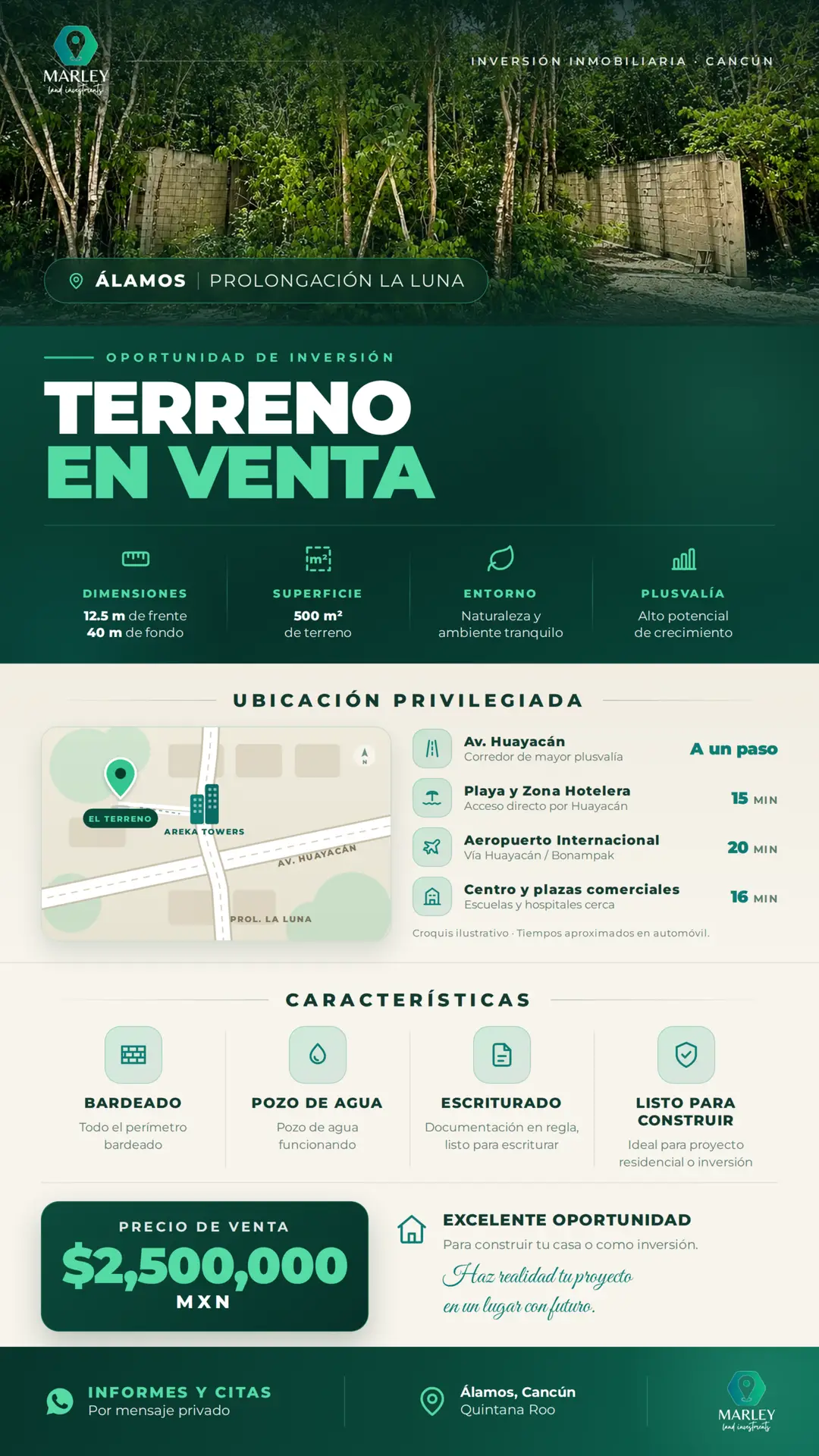 terreno 500 m2 Cancun